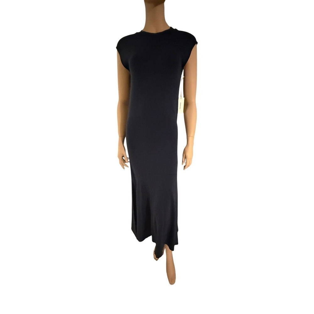 FRAME Dark Blue Sleeveless Crew Neck Maxi Dress Navy Size Medium NWT - Picture 2 of 13
